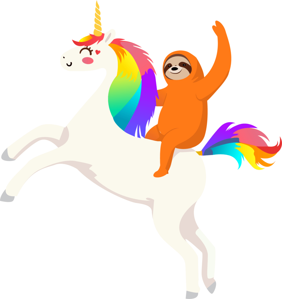 Unicorn and Sloth Logo PNG Vector