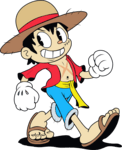 Luffy Cuphead Style Logo PNG Vector