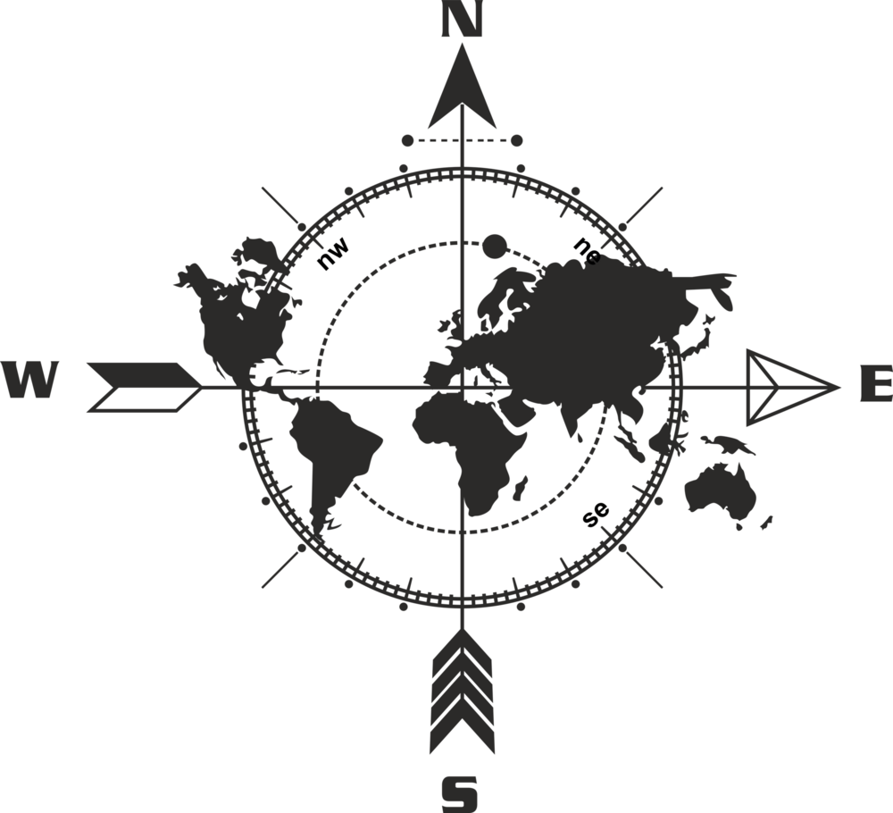 Compass with World Map Logo PNG Vector