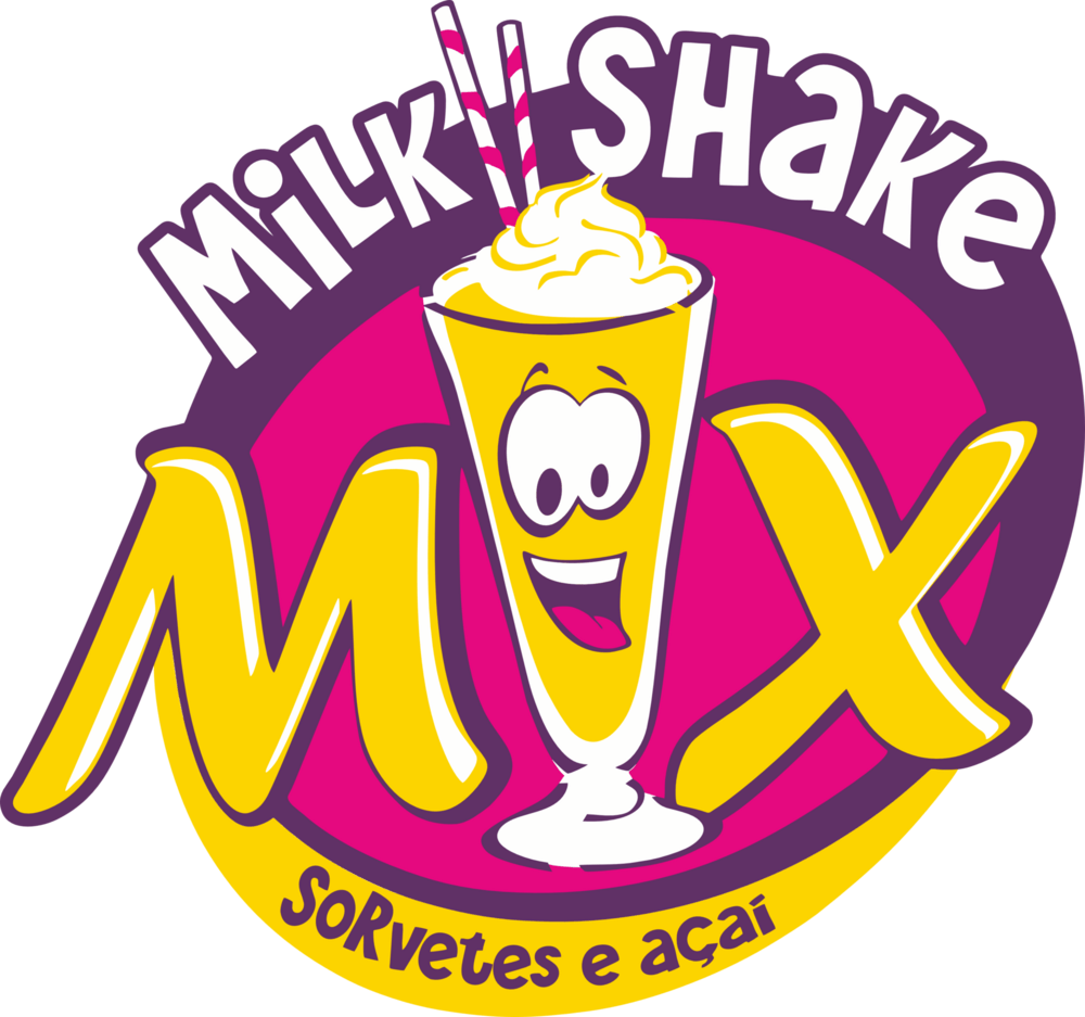 Milk Shake MIX Sorvetes e Açaí Logo PNG Vector