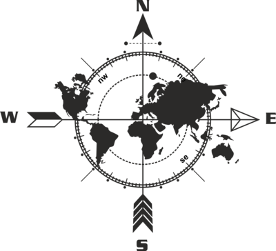 Compass with World Map Logo PNG Vector