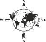 Compass with World Map Logo PNG Vector