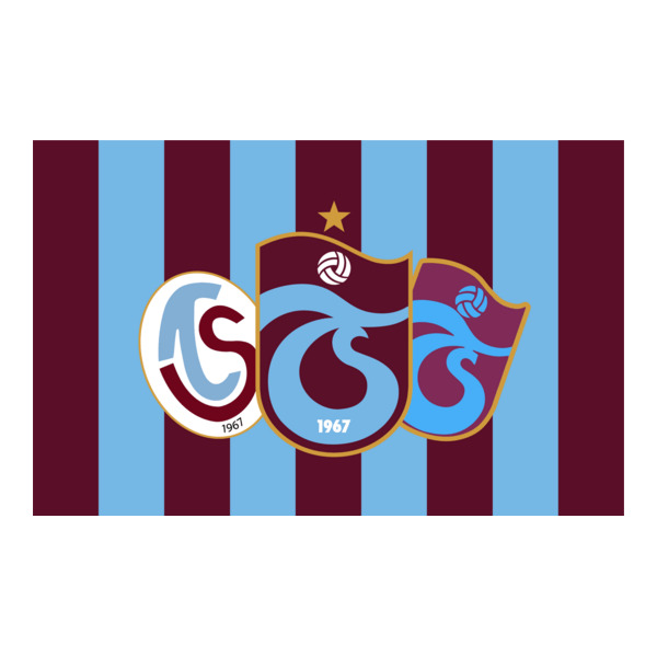Trabzonspor Geçmişi Altın Konturlu Bayrak Logo PNG Vector