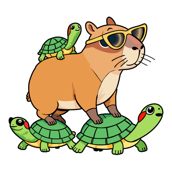 Capybara and turtles Logo PNG Vector