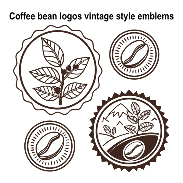 Coffee bean vintage style emblems Logo PNG Vector
