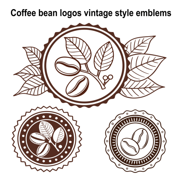 Coffee bean vintage style emblems Logo PNG Vector