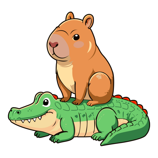 Crocodile and Capybara Logo PNG Vector