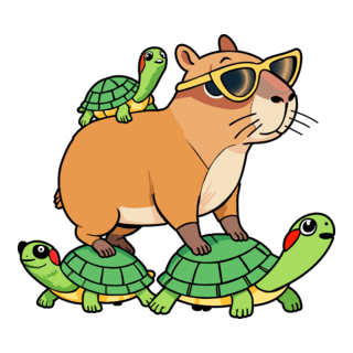 Capybara and turtles Logo PNG Vector