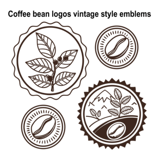 Coffee bean vintage style emblems Logo PNG Vector