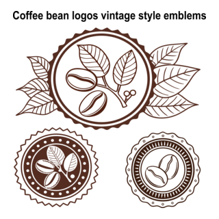 Coffee bean vintage style emblems Logo PNG Vector