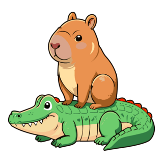 Crocodile and Capybara Logo PNG Vector