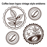 Coffee bean vintage style emblems Logo PNG Vector