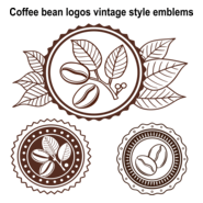 Coffee bean vintage style emblems Logo PNG Vector