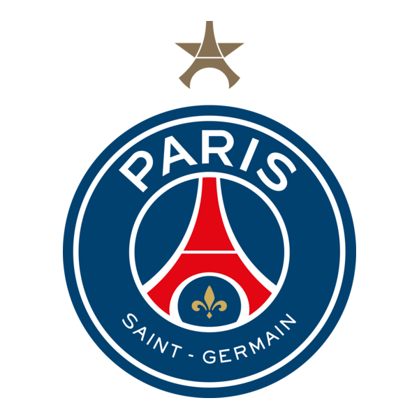Paris Saint-Germain (PSG) 2025 Eiffel Tower Star Logo PNG Vector