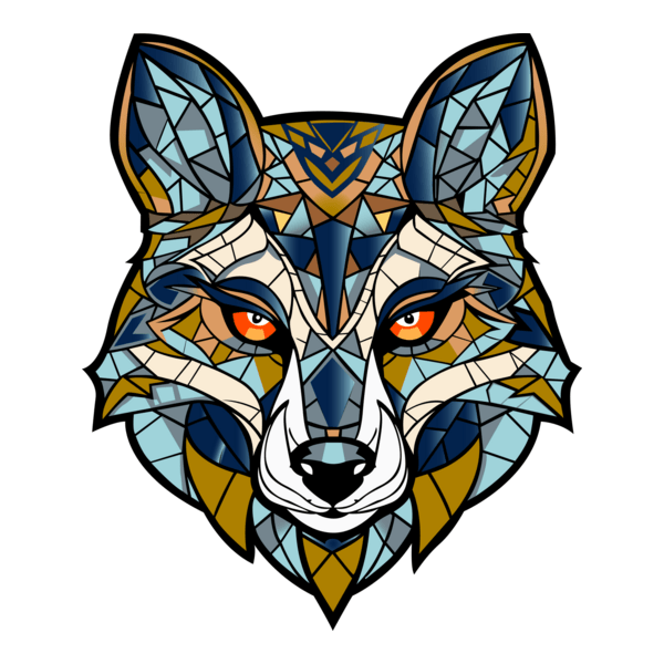 Stained Glass Wolf Logo PNG Vector