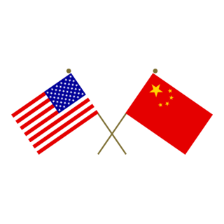 Crossed Flags of The United States and China Logo PNG Vector