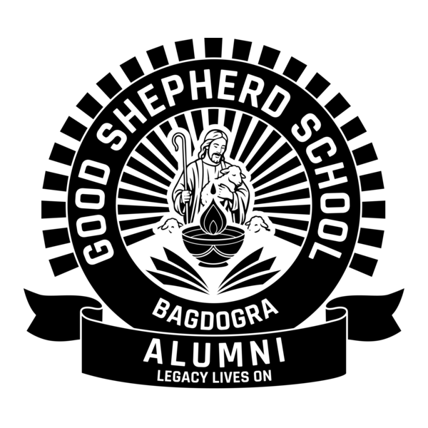 Good Shepherd School Bagdogra Alumni Black & White Logo PNG Vector