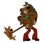 Scrappy is pulling Scooby's tail Logo PNG Vector