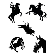 TOURO - CAVALO - PEÃO - BULL - HORSE - COWBOY Logo PNG Vector