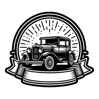 BLACK SILHOUETTE OF A CLASSIC CAR VINTAGE RETRO DE Logo PNG Vector
