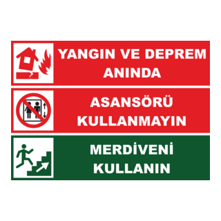 Yangın ve Deprem Anında Talimat Uyarı Levhası Logo PNG Vector