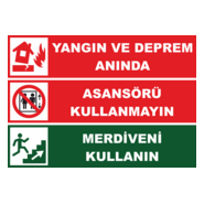 Yangın ve Deprem Anında Talimat Uyarı Levhası Logo PNG Vector