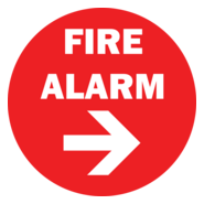 Red fire alarm sign with arrow direction symbol Logo PNG Vector
